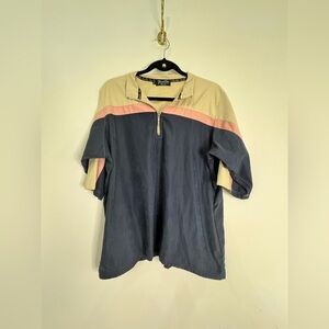 Men’s Second Skin Vintage 80’s Inspired Shortsleeved Windbreaker Half Zip Top